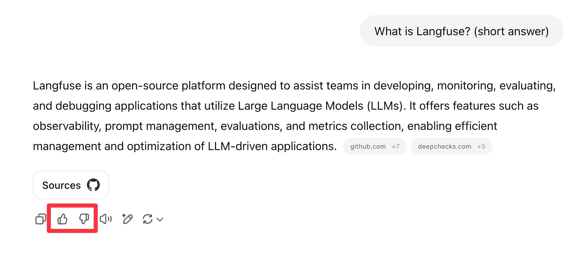 Example of user feedback in
ChatGPT